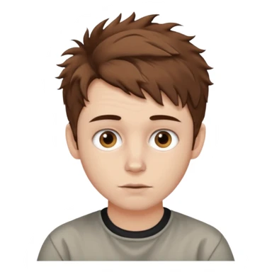 Create an emoji of YouTuber DavidMC's face - he has hair with short sides but a messy top, it is brown. It is not super curly and he has white skin sticker
