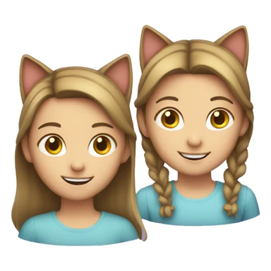 smiling girl with two cat ears sticker