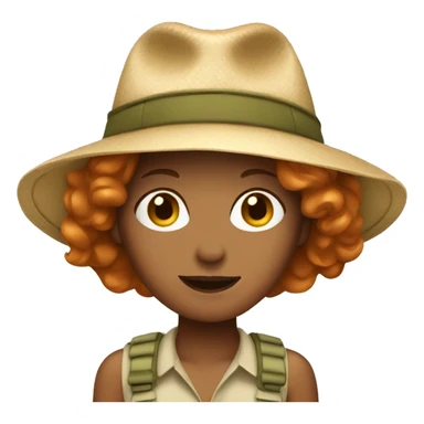 woman with short ginger hair and safari hat sticker