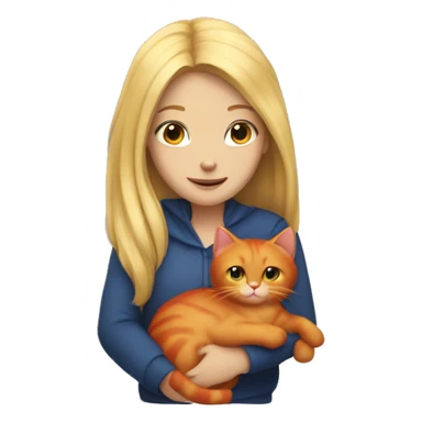blonde girl with a red cat in her arms sticker
