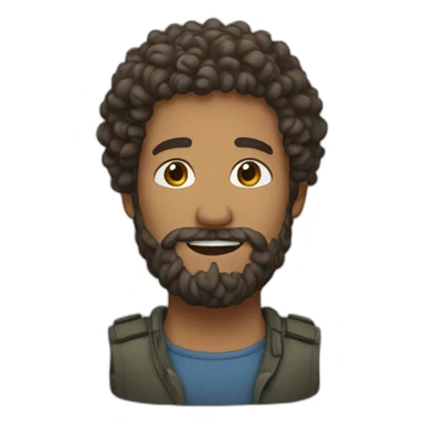man saluting with curly hair and beard sticker