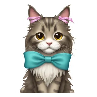 Maine Coon girl with bow sticker