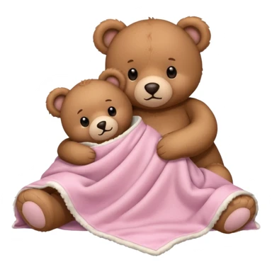 Happy Brown teddy bear cuddling with a light pink teddy bear in bed sticker
