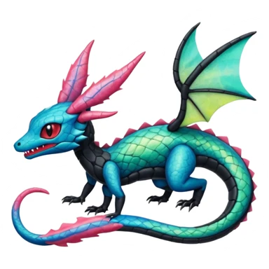 Spooky ghastly oily scaly stitched colorful Salandit-Flygon-Sylveon-Umbreon-fusion-Pokémon-hybrid-creature  sticker
