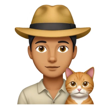 A man with an hat who has cat's form sticker