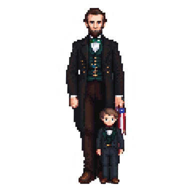 Abraham Lincoln stepping on Stephen Douglas in pixel art style sticker
