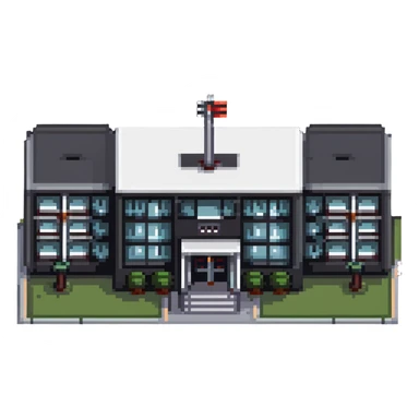 modern school campus building with multiple entrances, no flag pole sticker