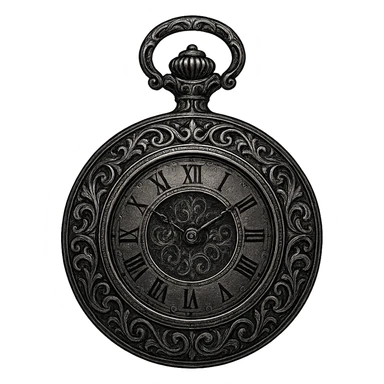silver pocket watch in aristocrat goth style, engraved, gothic patterns sticker