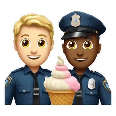 two police officers holding an ice cream cone sticker