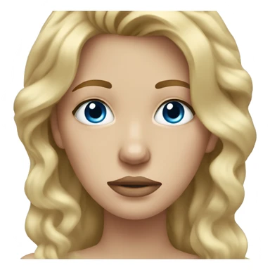 Blonde woman wavy hair blue eyes sad face sticker