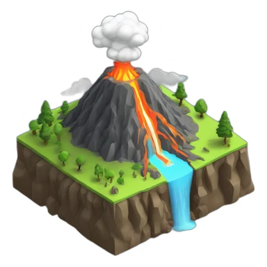 isometric-3d-volcano-erupting sticker