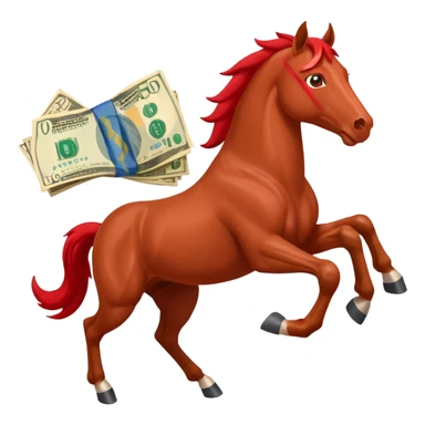 red horse agressive running money euros bills sticker