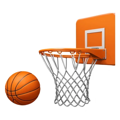 A close-up shot of a basketball entering the hoop, with the ball swishing through and inside  the basket. The background features a blurred basketball court, emphasizing the perfect shot and the excitement of the game. sticker