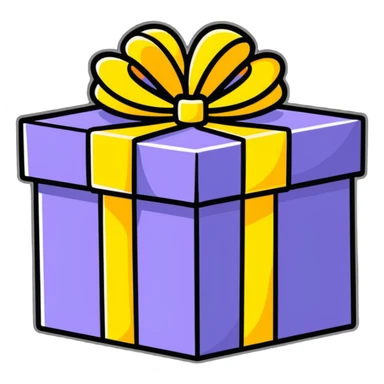 gift box with points inside, cartoonish sticker style sticker