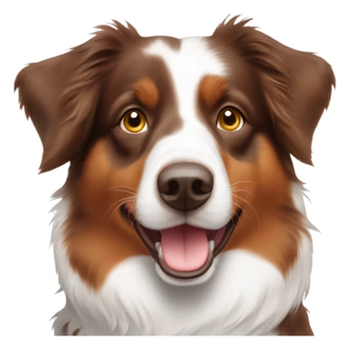 Red tri Australian shepherd with a crooked white stripe sticker