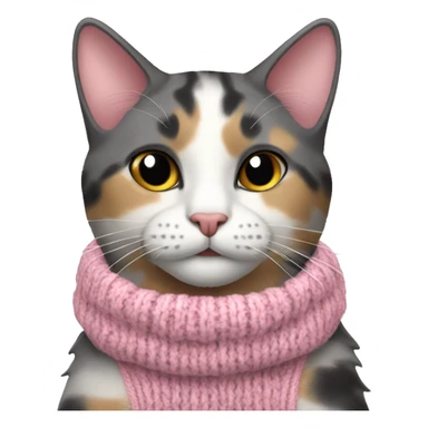 Dilute Calico cat in pink knitted sweater sticker