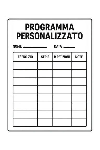 Scheda di allenamento di palestra con scritto "Programma Personalizzato" sticker