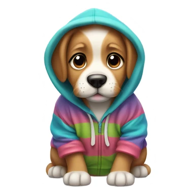 Puppy wearing a hoodie sticker