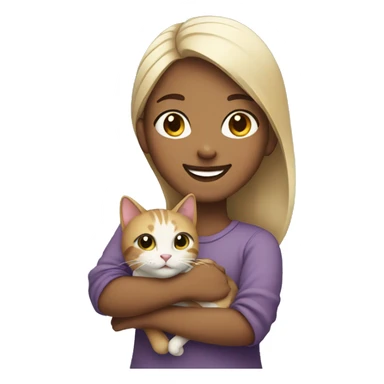 girl holding a cat smiling sticker