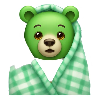Green bear cozy in blanket sticker