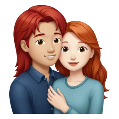 long hair asian boy kisses redhead white girl  sticker