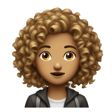 make a beatyful curly hair girl she is whita have a beatyful face but shes angry sticker