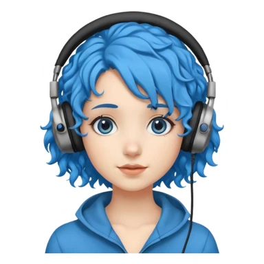 blue haired earringed heaphone wearing girl curly haired sticker