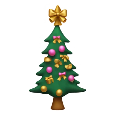 a christmas tree with pink and gold bows sticker