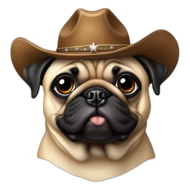 Pug with cowboy hat sticker