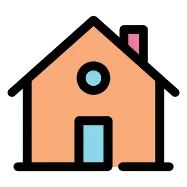 simple home house with roof and door sticker