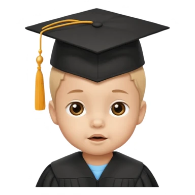 baby wearing a graduation hat sticker