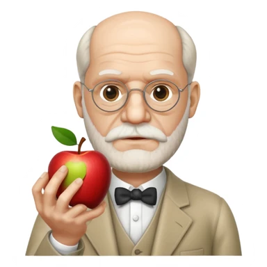 Sigmund Freud: create emoji using exact style: apple ios, 3D rendered, with exact words: я промолчу sticker