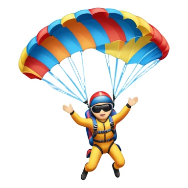 A skydiver free-falling through the clear sky, with a brightly colored parachute just about to open. The scene captures the thrill of the sport, with the vast expanse of the sky and distant ground below, emphasizing the excitement and adrenaline of parachuting sticker