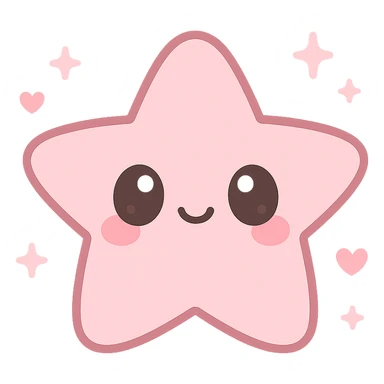 kawaii style icon of a pink star with a cute face, soft pinks sticker