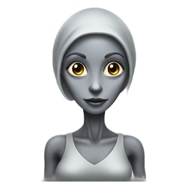 a gray alien woman full body sticker