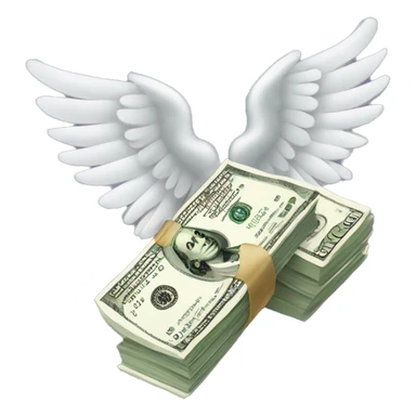 A bundle of dollars with wings sticker