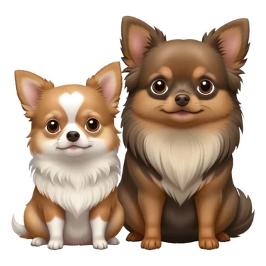 Light gray long haired Chihuahua, fat long haired short dog with brown face and fat brown and black guinea pig sitting together  sticker
