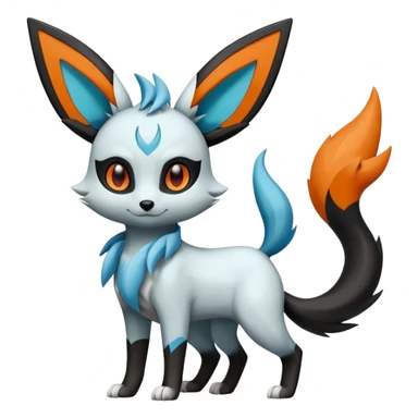 Glaceon-Fennekin-Umbreon-Fakémon-hybrid-creature (full body)  sticker