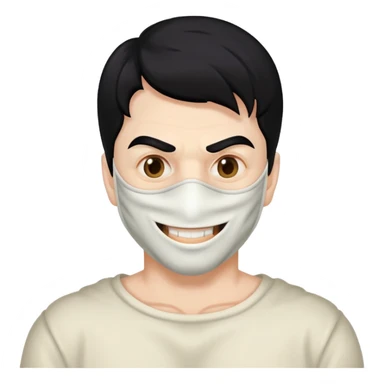 masked man, evil, serial killer, creepy, black hair, older, shoulders, smiling sticker