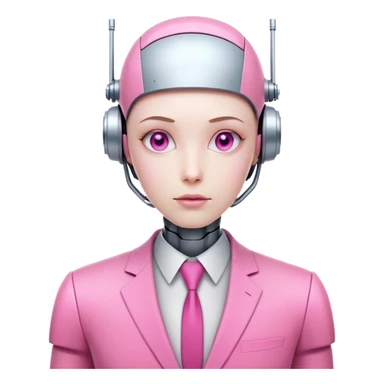 human-looking like robot offie worker in intensive pink color suit sticker