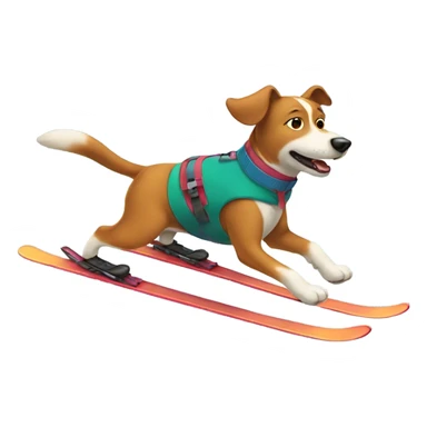 Dog skiing sticker