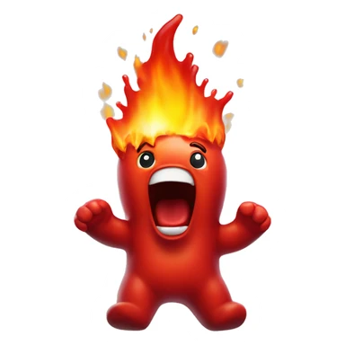 a single red gummy bear that is screaming because it is on FIRE sticker