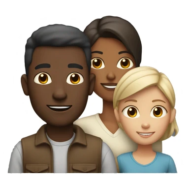 family, white skin dad, dark skin mom, 2 boys brown skin sticker