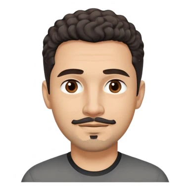 Man in his early 50s with light brown complexion. Strong jawline with soft expression. Kind dark brown eyes. Slight pleasant smile. Black goatee with subtle gray. Short curly dark hair with slight receding hairline. Professional but friendly demeanor. Wearing a black casual shirt. sticker