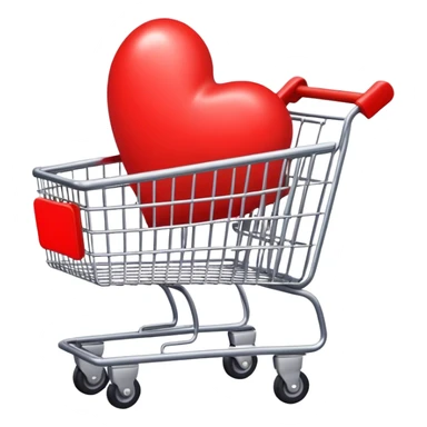 shopping cart with heart sticker