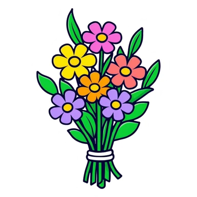 A "get well soon" bouquet of colorful flowers with a small card sticker