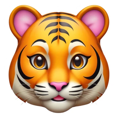 Cinematic Cute Tiger Portrait Emoji, Head tilted playfully and inquisitively, with a sleek, graceful form accented by vivid stripes and round, sparkling eyes filled with charm, Simplified yet irresistibly adorable features, highly detailed, glowing with a warm, inviting wild glow, high shine, affectionate and lively, stylized with a touch of whimsical feline grace, soft glowing outline, capturing the essence of a mischievous yet loving tiger that seems as if it could leap out of the screen into your arms! sticker