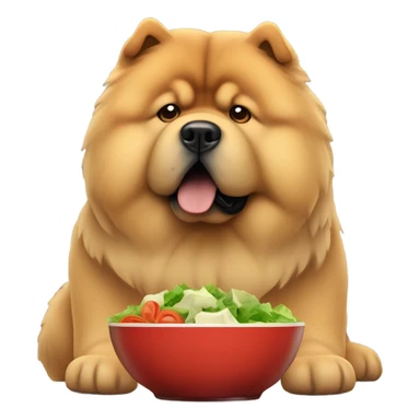 chow chow looking at salad sadly sticker