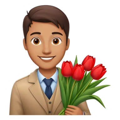 Man holding tulips flower for her gf sticker