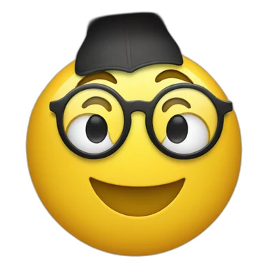 happy yellow emoji head with glasses and with mortarboard on its head sticker